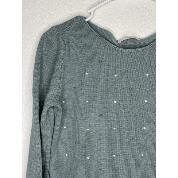 Benedetta B Merino Wool Cashmere Blend Blue Sweater Polkadot Size Medium $148 - Picture 2 of 16